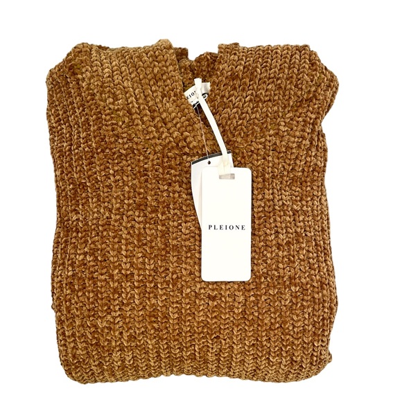 PLEIONE Oversized Cowl Neck Chenille Sweater Mustard - NWT - Size Small - Picture 3 of 4